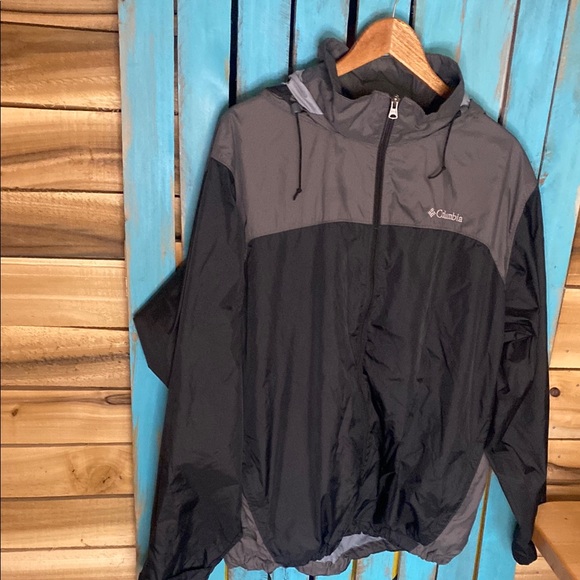 Columbia Glenakker Lake II Black and Gray Windbreaker with Hood size XL - Picture 1 of 9